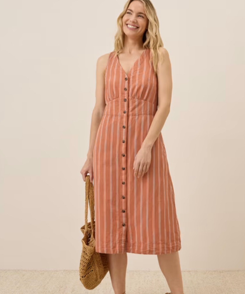 Pact Canopy Linen Blend Button-Front Dresssize Small